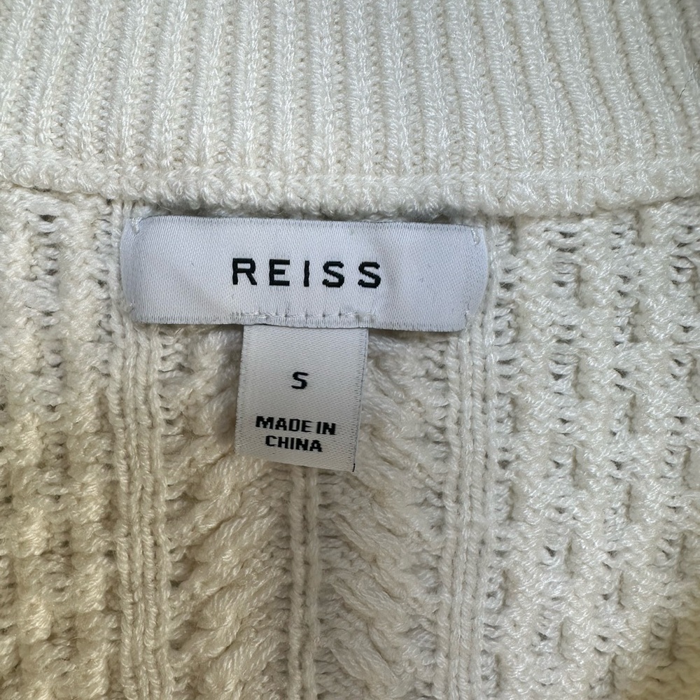 Reiss Cream Cable-Knit Half-Zip Sweater - Picture 2 of 5